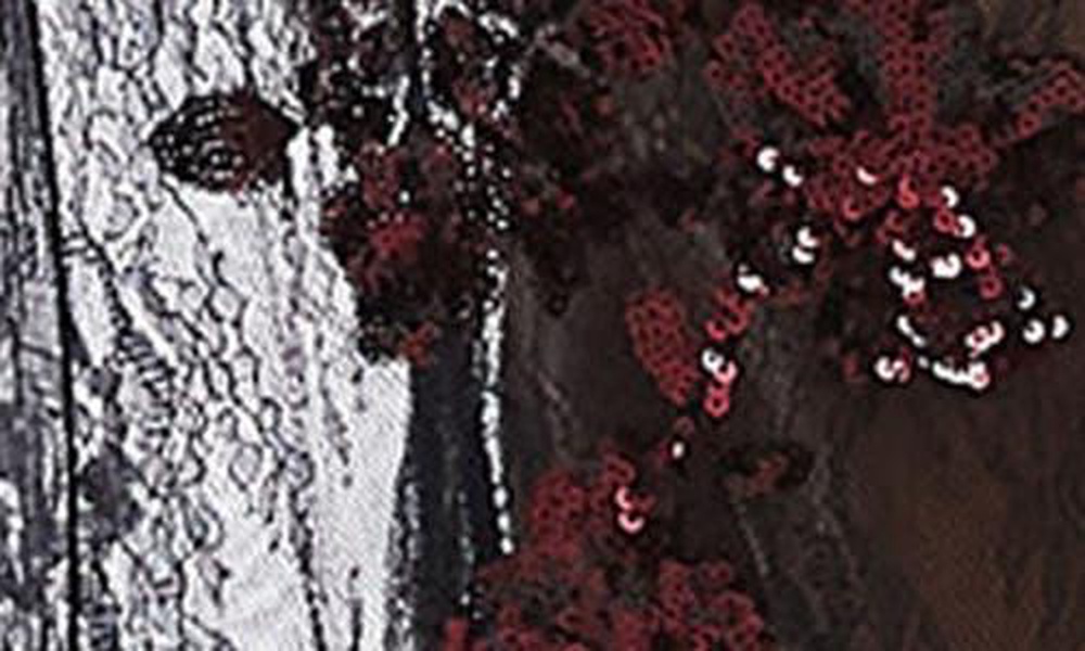 Topshop embellished lace maxi skirt in black with burgundy sequins - part of a set