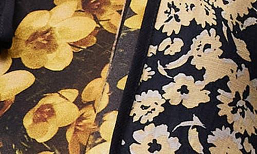 Topshop patchwork scarf print tie front bed jacket in yellow floral print