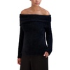 womens off-the-shoulder ribbed pullover sweater