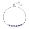 Amazon Essentials 0.175 cttw Lab Grown Diamond and Created Emerald 925 Sterling Silver Bar Bolo Adjustable Bracelet (previously Amazon Collection)
