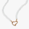 Alex and Ani AA767723SAG,Moonstone Beaded Heart Clasp Necklace,Satin Gold,White, Necklaces