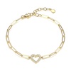 Amazon Essentials Cubic Zirconia Geometric Open Heart Paperclip Chain Link Bracelet in Sterling Silver, 6.75" + 1.25" Extender, (previously Amazon Collection)