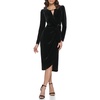 kensie Women's Long Sleeve Velvet Faux Wrap Midi Dress