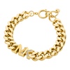 Women's Statement Link Bracelet 14K Gold Plated Brass with Clear Stones