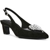 Anne Klein Womens Inviting Embellished Faux Suede Slingback Heels