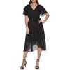DKNY Women's Double Ruffle Sleeve Asymmetrical Hem Faux Wrap Dress