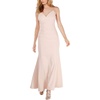 Calvin Klein Women's Sleeveless V Neck Gown With Ruched Waist