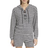 Andrew Marc Women's Heritage Striped Stretch Terry Long Sleeve Lace Up Hoodie