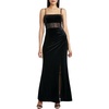 BCBGMAXAZRIA Women's Velvet Floor Length Evening Gown with Slit
