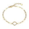 Amazon Essentials Cubic Zirconia Geometric Circle Paperclip Chain Link Bracelet in Sterling Silver, 6.75" + 1.5" Extender (previously Amazon Collection)