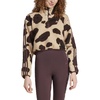 adidas Women's Essentials 3-Stripes Animal Print High Pile Cropped Quarter-Zip Top