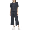 Andrew Marc Womens Short-sleeve Boxy Plisse Top