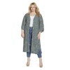 Jessica Simpson Women's Blakely 3/4 Sleeve Open Front Wispy Kimono Slits Plus Size, Wild Side-DEEP Teal