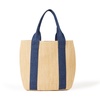 The Drop Women's Tracy Large Canvas Detail Straw Tote, Natural Straw/Denim, One Size