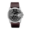 Diesel Master Chief Stainless Steel and Leather Three-Hand Analog Men's Watch, Color: Silver, Brown (Model: DZ1206)