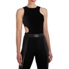 BCBGMAXAZRIA womens Fitted Sleeveless Bodysuit Crew Neck Side Cut Outs Snap Closure One Piece