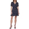DKNY Womens Chiffon Metallic Wrap Dress