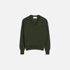 Green Wool Tonal V Neck Sweater