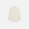 White And Khaki Cotton Wingtip Collar Oversized Shirt