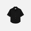 Black Cotton Camp Collar Short Sleeves Shirt