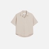 Beige Cotton Camp Collar Short Sleeves Shirt