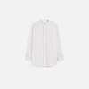 White And Blue Cotton Wingtip Collar Oversized Shirt