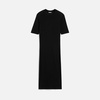 Black Cotton Short Sleeve Midi Dress