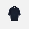 Navy Wool Silk Tonal Ami de Coeur Polo