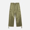 Green Cotton Satin Zipped Cargo Trousers