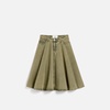 Green Cotton Midi Skirt With Godets