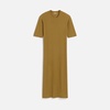 Mustard Cotton Short Sleeve Midi Dress