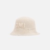 Beige Knit Ami Patch Bucket Hat