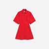 Red Wool Short Sleeve Shirt Dress