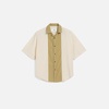 White And Khaki Cotton Short Sleeve Boxy Shirt