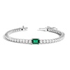 Lab Grown White Sapphire Tennis Bracelet with Emerald