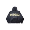 Tape Type Ripped Pocket Hoodie Oversized in Black Faded