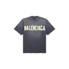 Tape Type T-shirt Medium Fit in Black Faded