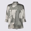 Antonelli Grey And White Linen Top