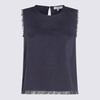 Antonelli Dark Blue Linen Top