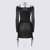 Andreādamo Black Viscose Knitted Cut Out Mini Dress