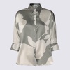 Antonelli Grey And White Linen Top