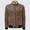 Barba Brown Leather Bomber Jacket