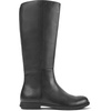 Black leather and textile black boots for women