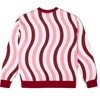 White, pink, and burgundy organic cotton sweater