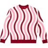 White, pink, and burgundy organic cotton sweater