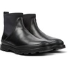 Black leather and textile ankle boots for women