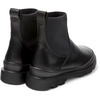 Black leather and textile ankle boots for women