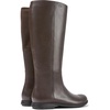 Brown leather and textile black boots for women
