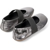 Metallic grey leather ballerinas for kids