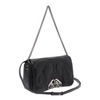 'The Seal' Black Shoulder Bag with Seal Detail in Matelassé Leather Woman